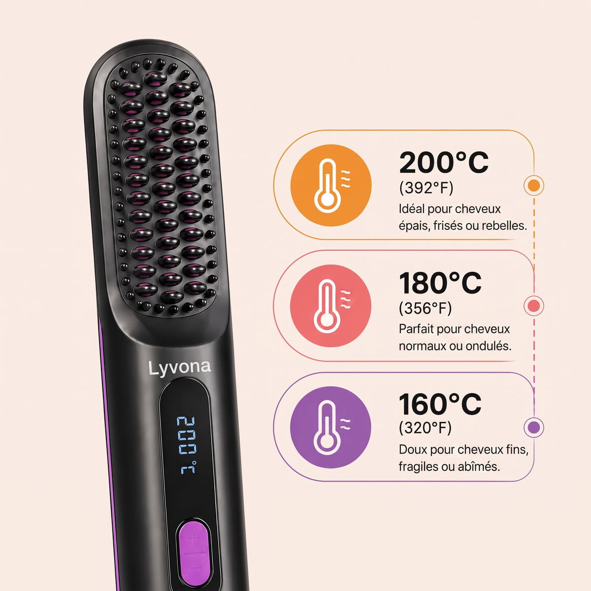 Brosse Lyvona pour cheveux courts