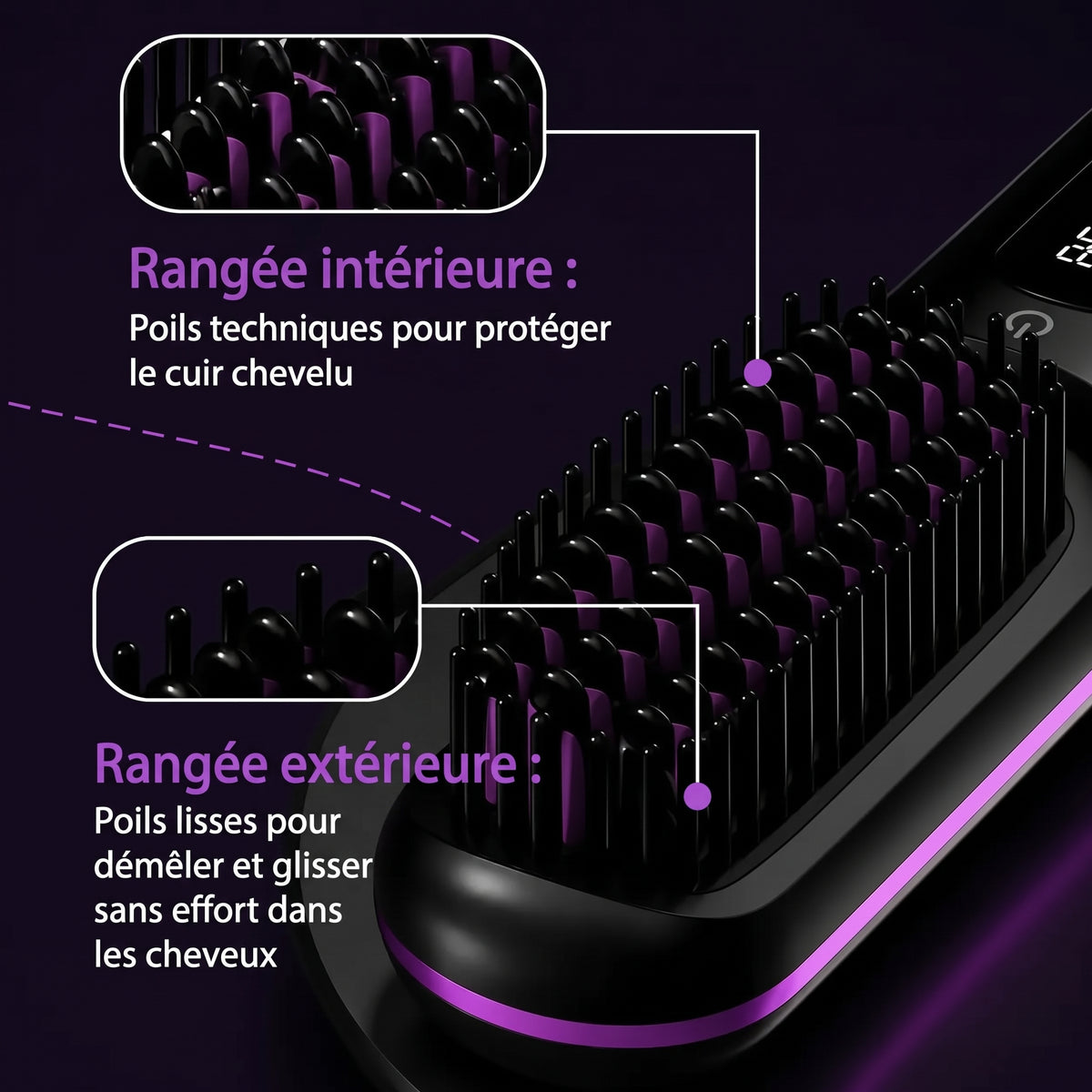 Brosse Lyvona pour cheveux courts