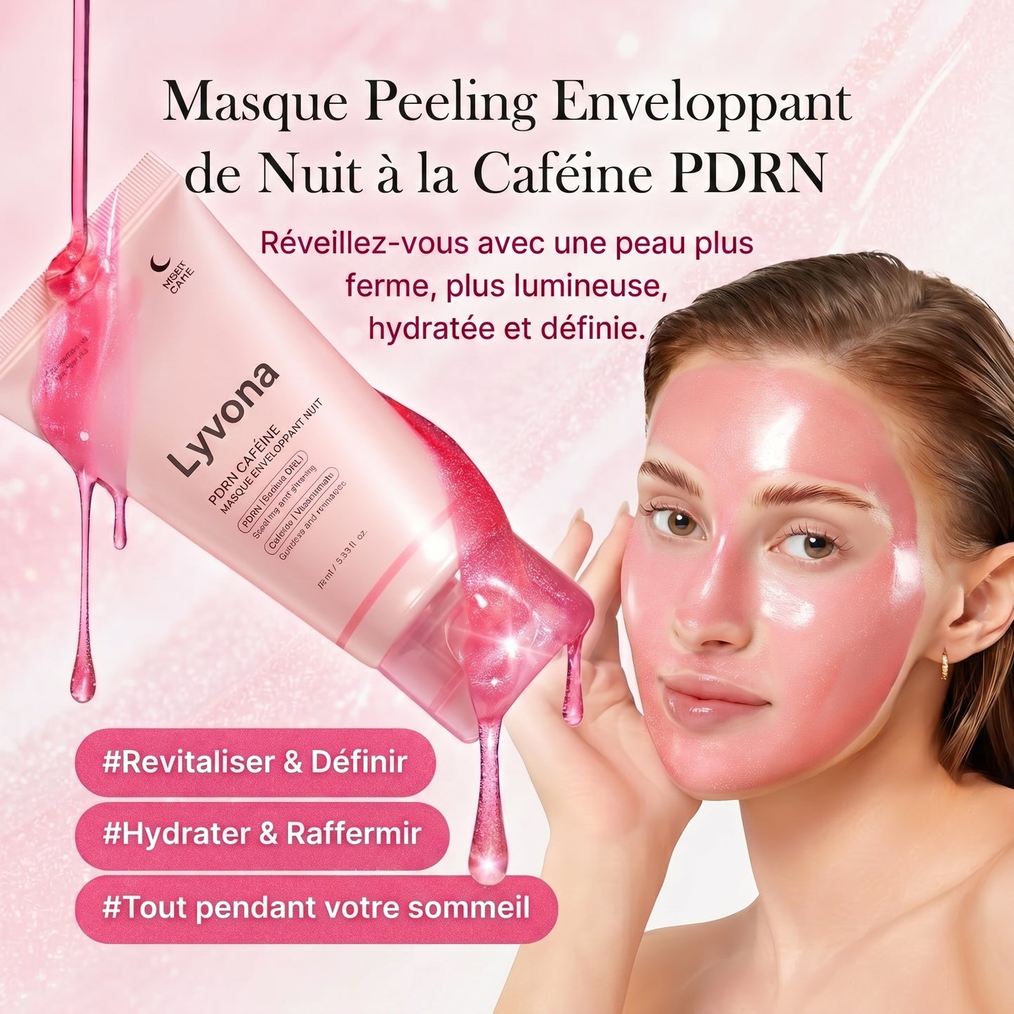 Masque de nuit à la Caféine rose PDRN